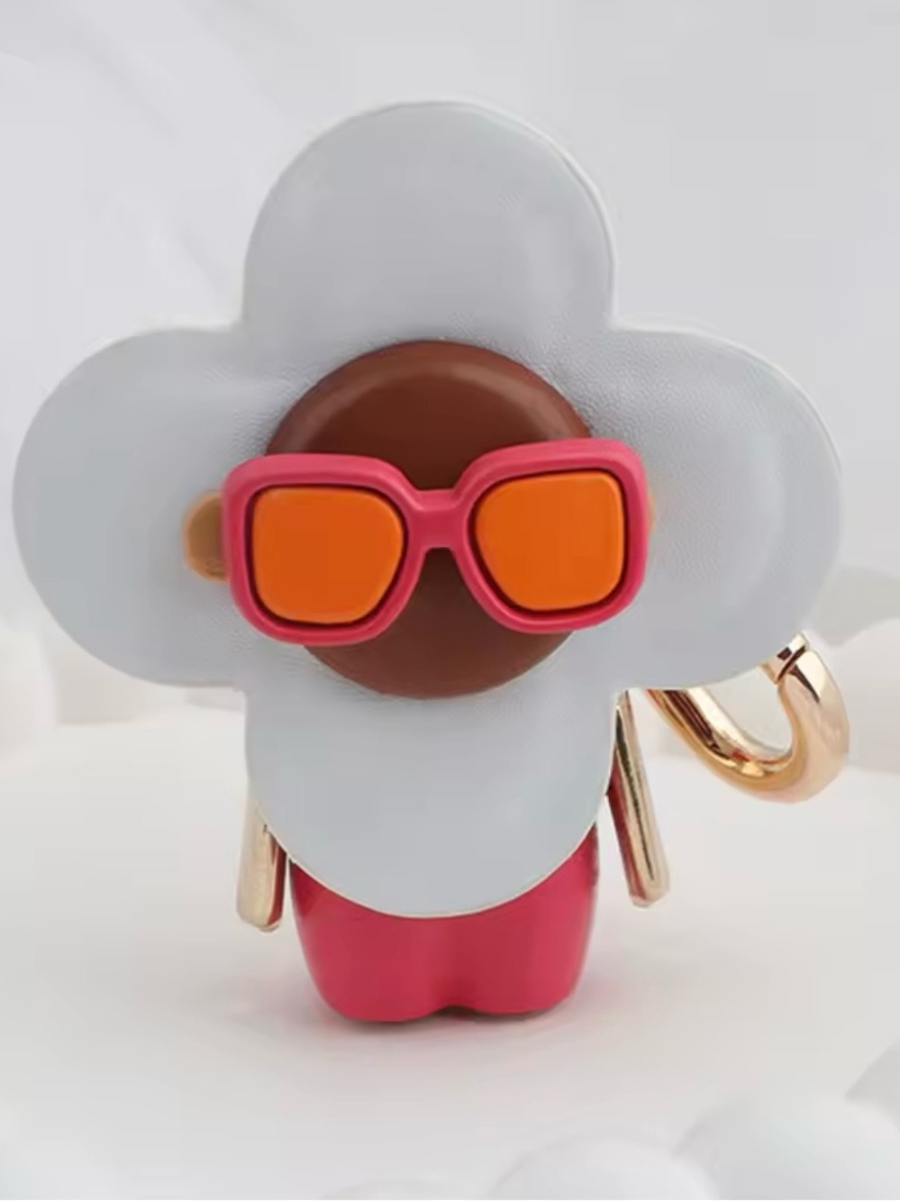 Bag Charm Fashion Designer-Flower Character  in White and Pink